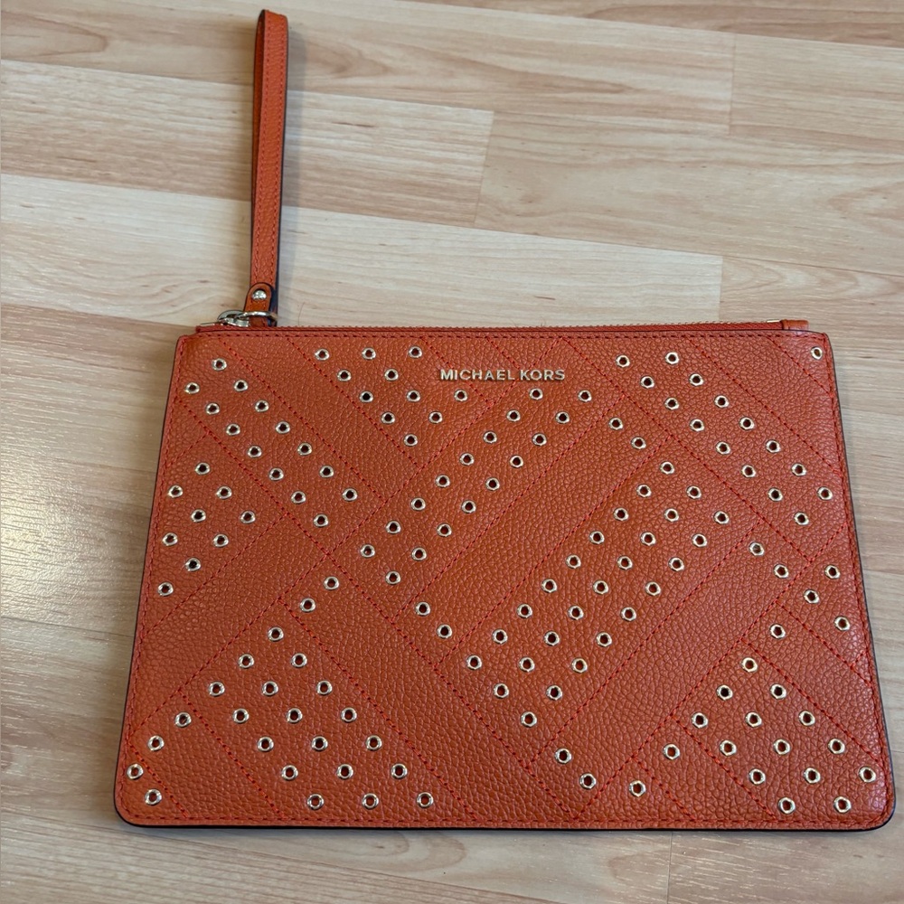 Michael Kors Studded Orange Wristlet